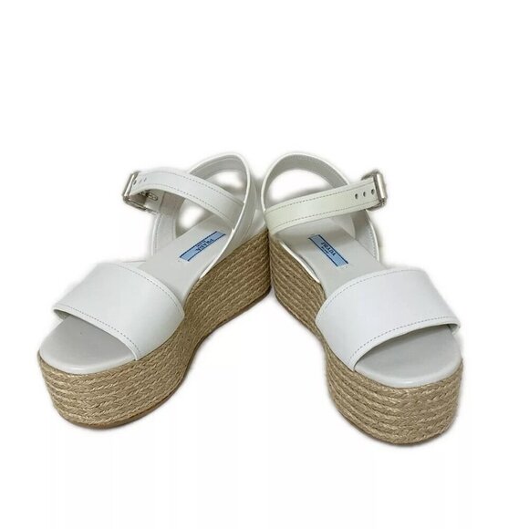 100% Authentic PRADA White Leather Women's Sandals 209-102524 - Picture 2 of 7